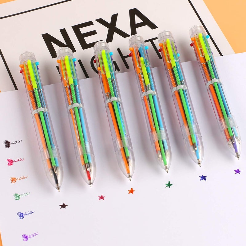 smttw 8 Pack 0.5mm 6-in-1 Multicolor Ballpoint Pen - Best for Smooth Writing-Retractable Ballpoint Pens for Office School Supplies Students Children Unique Gifts - Image 2
